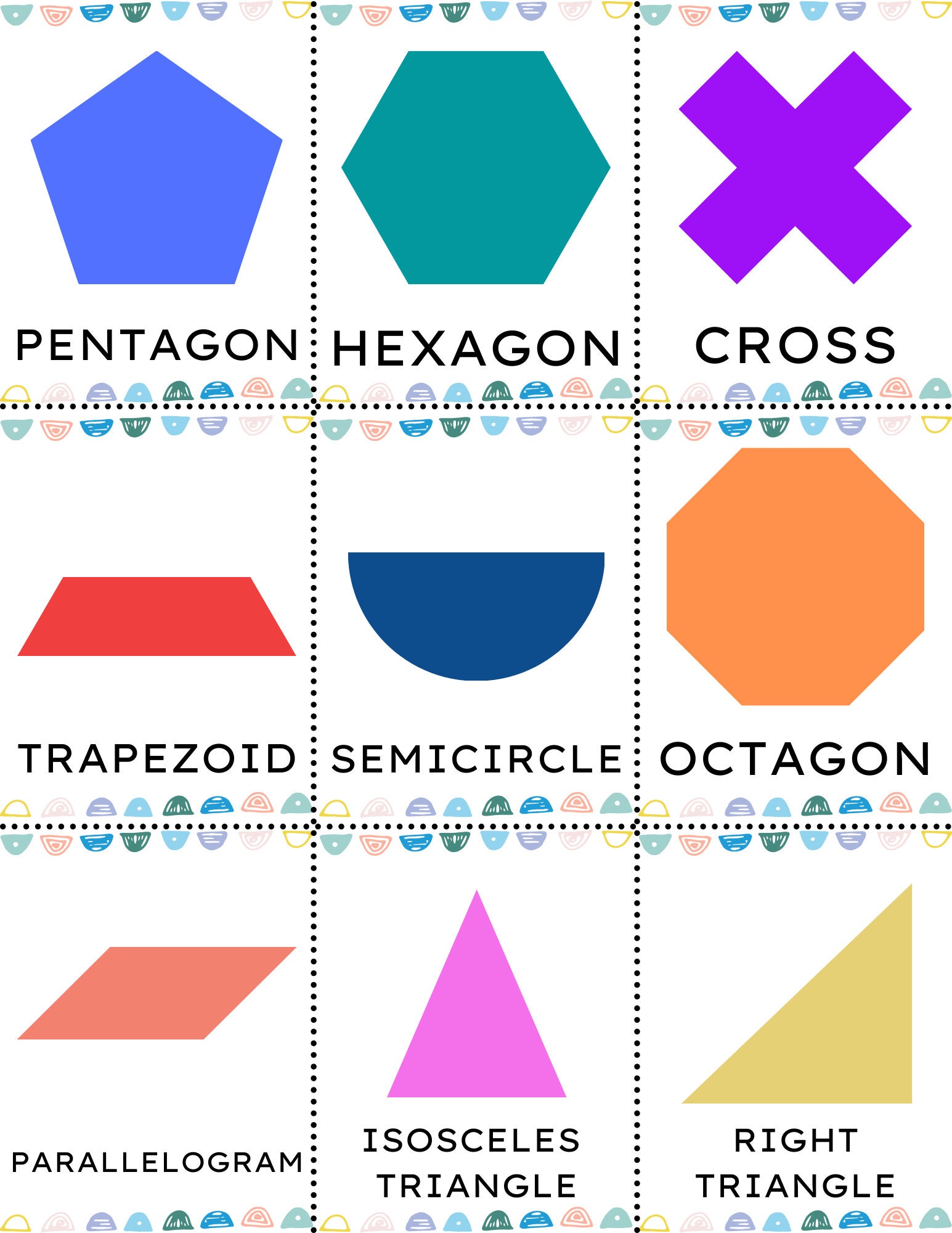 Preschool Shapes Printable Flash Cards Digital Printables for - Etsy