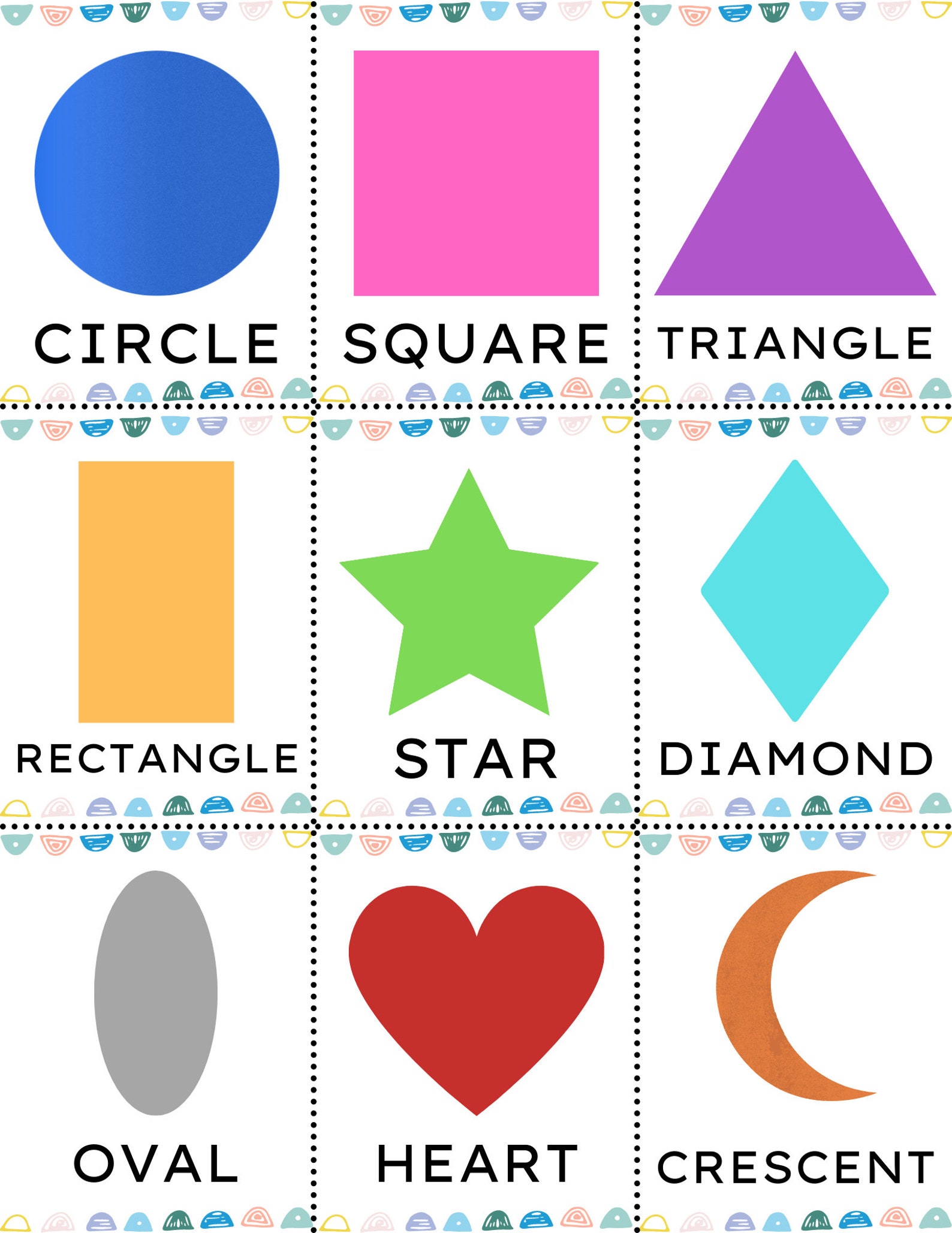 Preschool Shapes Printable Flash Cards Digital Printables for - Etsy
