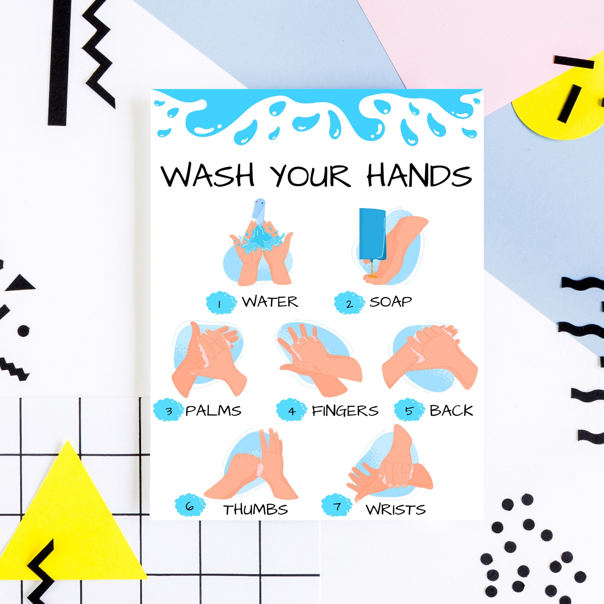 Hand Hygiene Digital Printable Wash Your Hands Instructions With ...