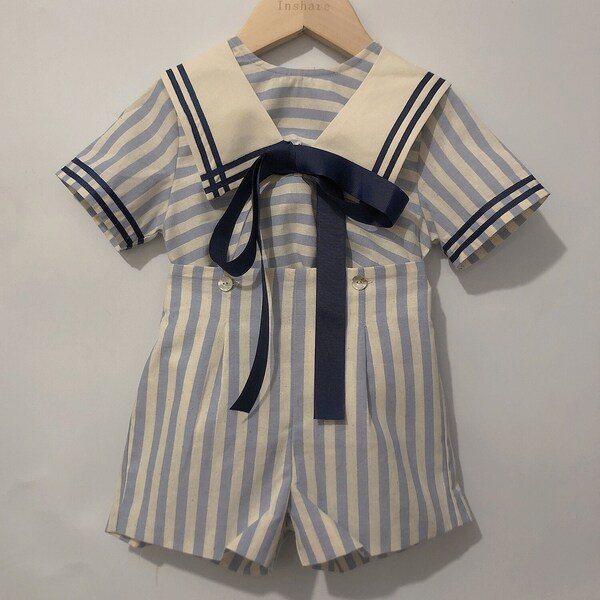 Baby Boy Sailor Outfit Navy Blue Striped 12 months to 6 years old