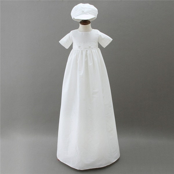 Baby Boy Christening Gown and Beret Hat White 3 months to 12 months