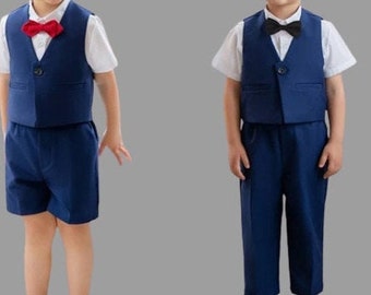 Babypakje voor jongens marineblauw 12 maanden tot 12 jaar oud Verschillende sets: vest, korte broek, broek, overhemd, vlinderdas