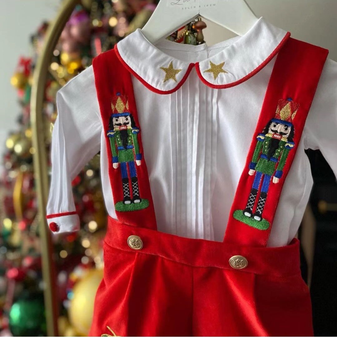Baby Boy Christmas Outfit 6 Months to 6 Years Old Red or Royal