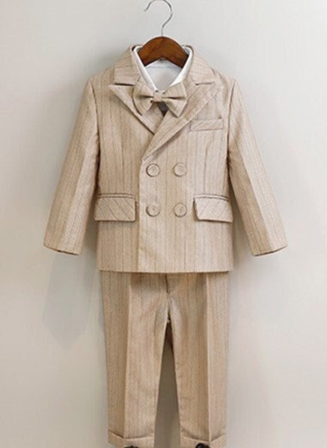 Baby Boy Formal Outfit Plaid Beige Taupe 12 Months to 12 Years Old 5