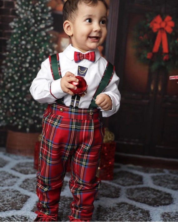 Baby boy red tartan trousers sale