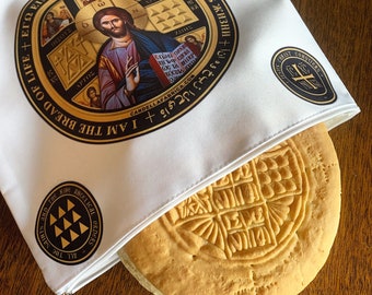 Orthodox Church Holy Bread Bag Case | Prosoforon & Antidoron Satin Bag | Orthodox Bread Prosphoro Seal | Orthodox Gift | Large + Small Cases