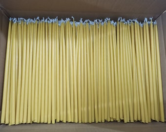 BEESWAX Taper Candles 25cm x 8mm | 150 - 6,000+ Candles BULK | Australian Stock | Pure Beeswax Orthodox Church Prayer Candles Wholesale Aus