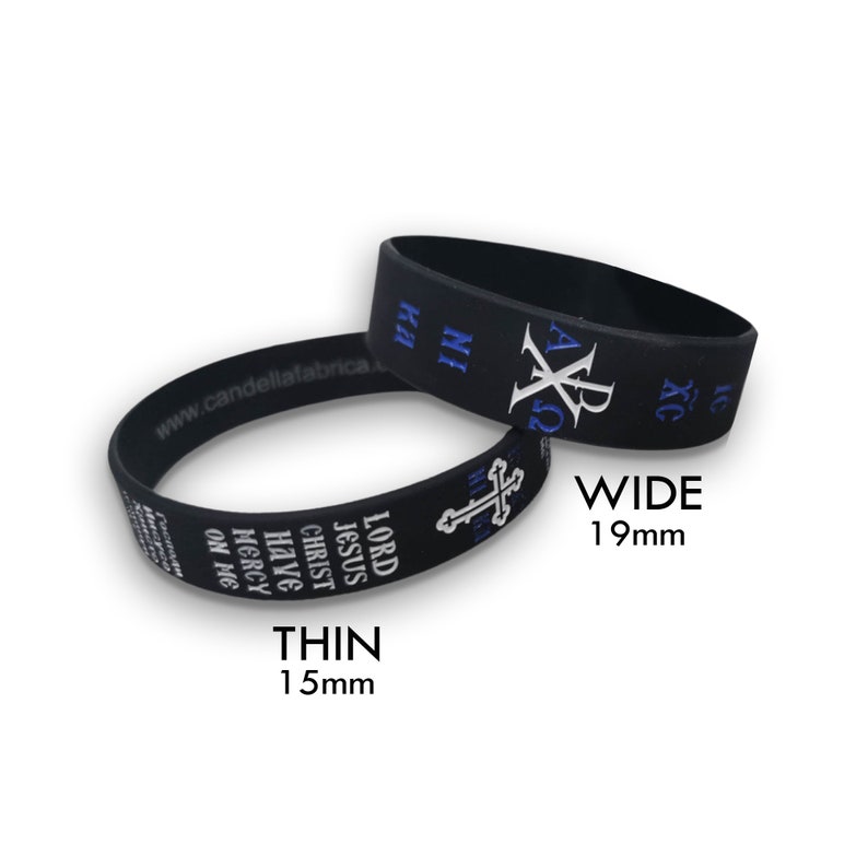 Prayer Wristband Features enamel filled “engraved” Orthodox ICXCNIKA Cross Jesus Fish, The Christ Christogram & Jesus Prayer "Lord Jesus Christ Have Mercy On Me" in English, Greek & Russian.