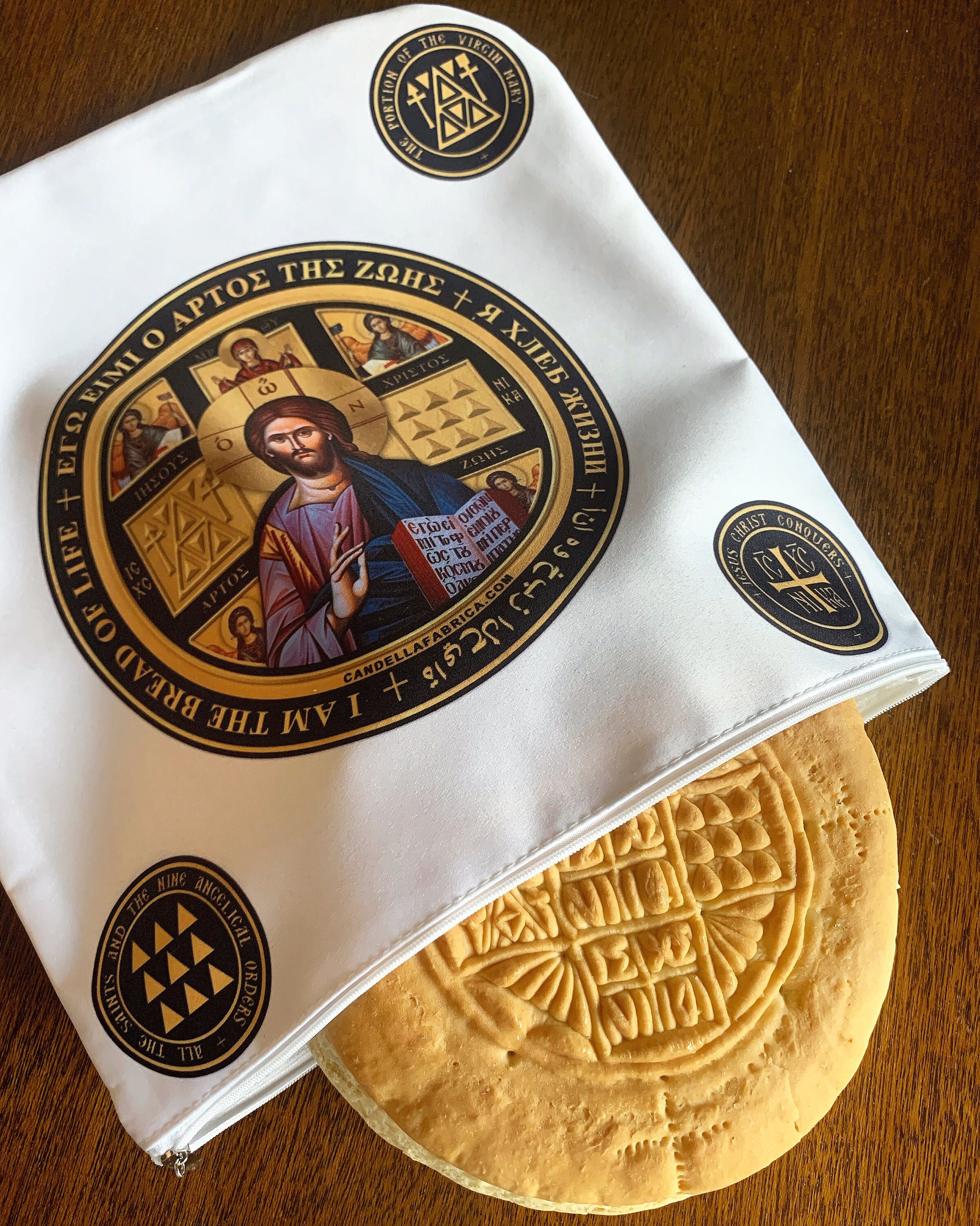 Orthodox Church Holy Bread Bag Case | Prosoforon & Antidoron Satin Bag | Orthodox Bread Prosphoro Seal | Orthodox Gift | Large + Small Cases