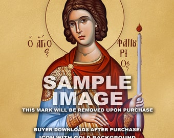 St Phanourios Icon | Ultra HD Digital Icon for Small to XXXXL Print | With + Without Gold Background + Gold Background
