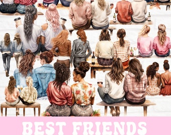 May include: A group of women, some wearing floral dresses, others in jeans and t-shirts, are gathered together. They are all smiling and laughing, suggesting a fun and close-knit group of friends. The image is a celebration of friendship and togetherness.