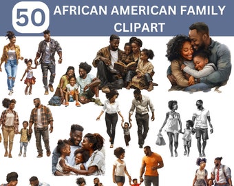 African American Family Clipart Bundle, Loving Family Clipart, Mothers Day Clipart, Commercial Use, Digital Download, Instant Download