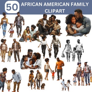 African American Family Clipart Bundle, Loving Family Clipart, Mothers Day Clipart, Commercial Use, Digital Download, Instant Download