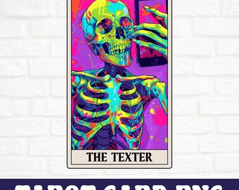 The Texter Tarot Card PNG, divertido diseño de sublimación de cartas de tarot, Skeleton Tarot Card PNG, diseño de sublimación de camisa de moda, envoltura de taza divertida png