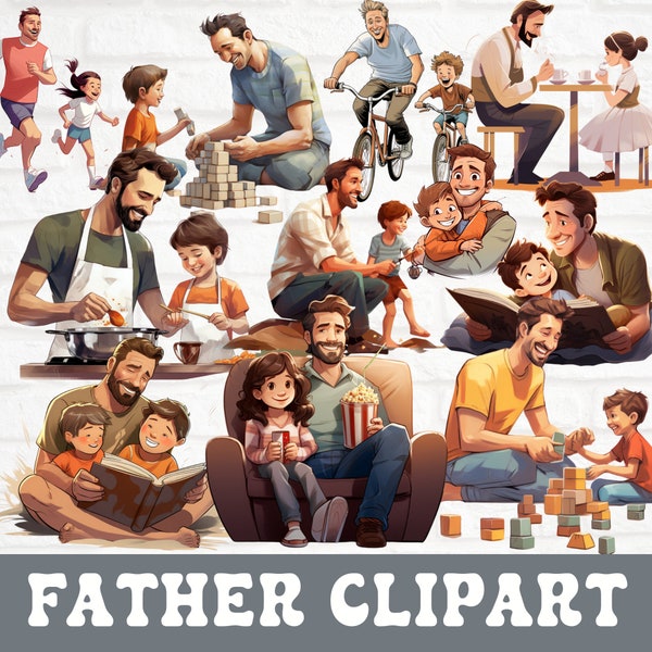 Father Clipart, Family Clipart Bundle, Fathers Day Clipart, Dad Clipart Bundle, Father Son Clipart Bundle, Father Daughter Clipart Bundle