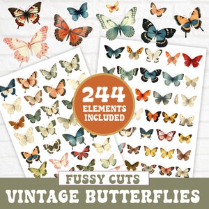 Butterfly Fussy Cuts, Butterfly Ephemera Junk Journal, Vintage Butterflies Fussy Cuts, Butterfly Scrapbooking, Butterfly Junk Journal Kit