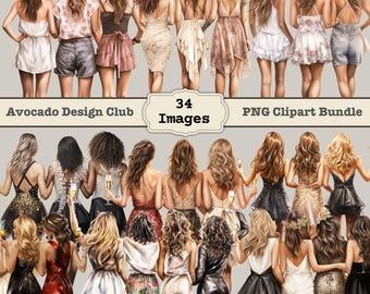 Best Friend Clipart bundle, Party Girl Fashion Illustration, Sister Clipart, Mother and Daughter clipart, Sister clipart, Bestie clipart
