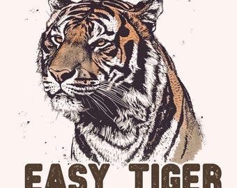 Einfacher Tiger PNG Sublimation, trendiges Retro T-Shirt-Design, lustiges Zitat PNG mit Tiger Grafik, Vintage Tiger PNG Shirt Design, Retro Shirt png