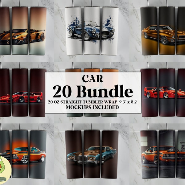 Classic Car Tumbler Wrap Bundle, Car Tumbler Wrap, Tumbler Designs for Men, 20 oz Skinny Tumbler Sublimation Design, Vintage Car Tumbler PNG