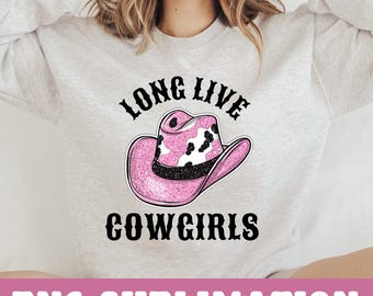 Long Live Cowgirls PNG, Cowgirl Era PNG, Retro Western PNG, Pink Country Girl Sublimation, Glitter Western Shirt png, Western sublimation