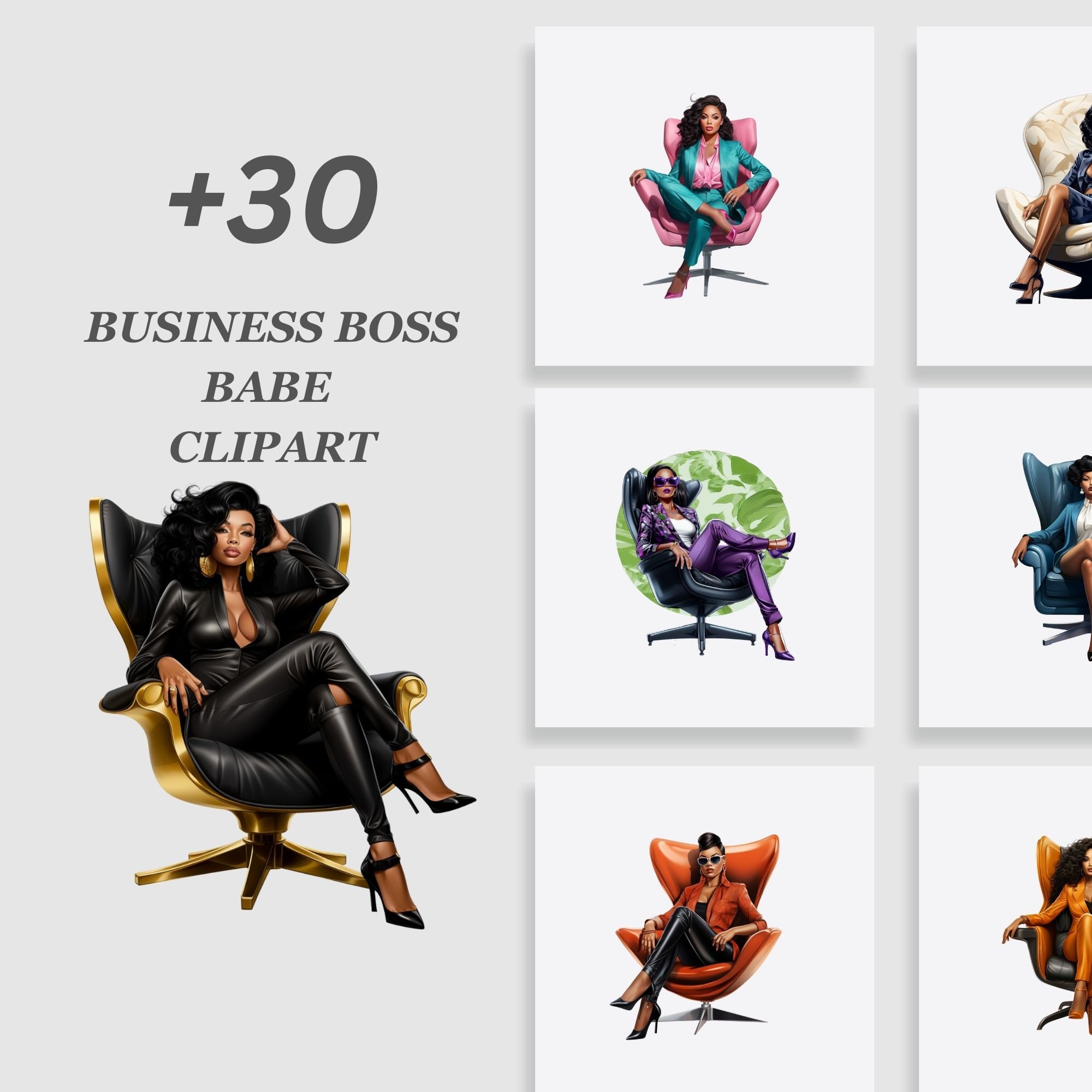 Black Boss Babe Clipart Bundle, African American Boss Babe Clipart, African American Women clipart, Business Women Clipart, Junk Journal png