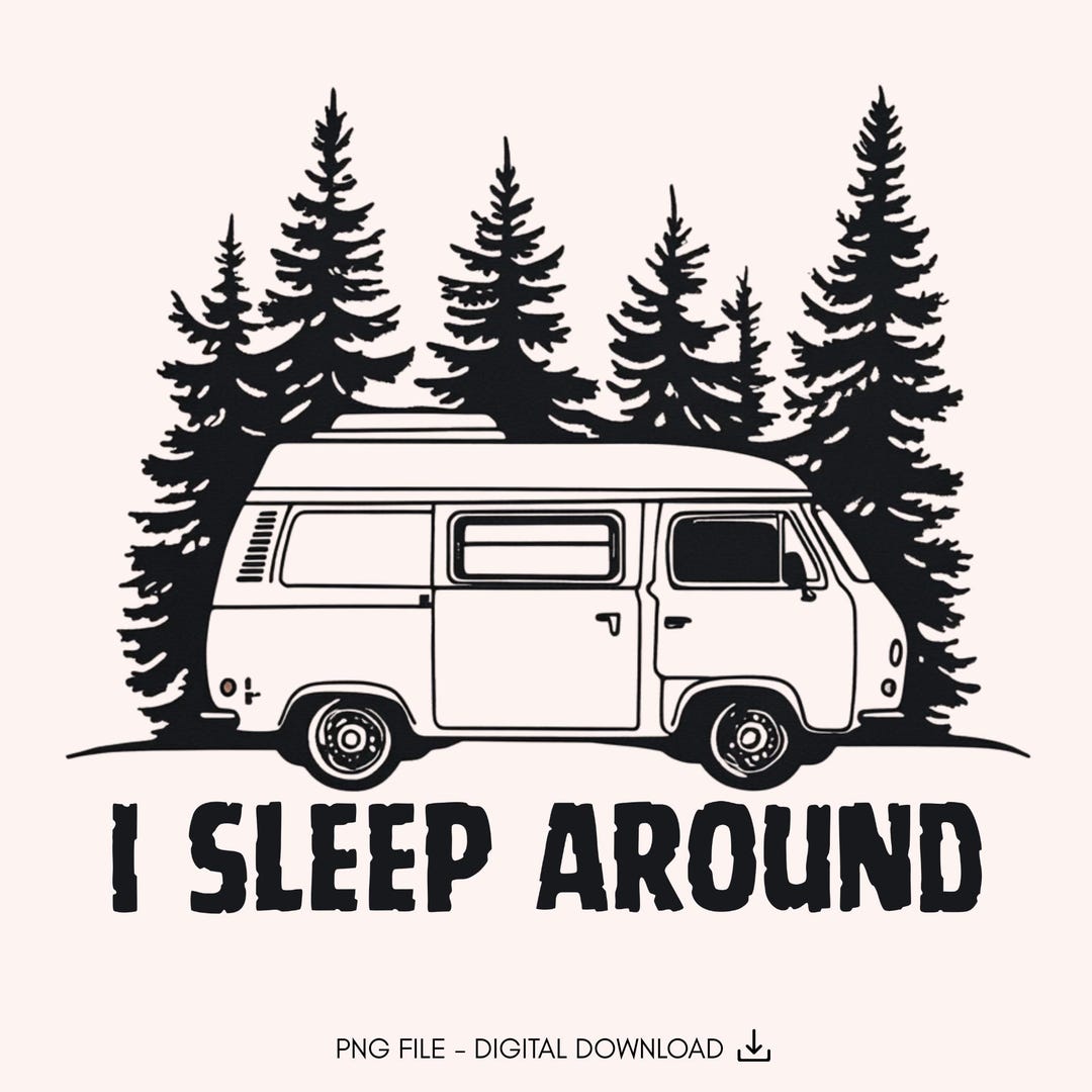 I Sleep Around In My Van Funny Camper - Beach - Sticker