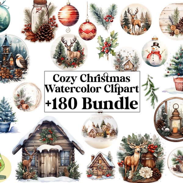 Cozy Christmas Clipart, Boho Christmas Ornaments, Christmas Clipart, Boho Christmas, Watercolor Clipart, Cozy Christmas Watercolor, Xmas