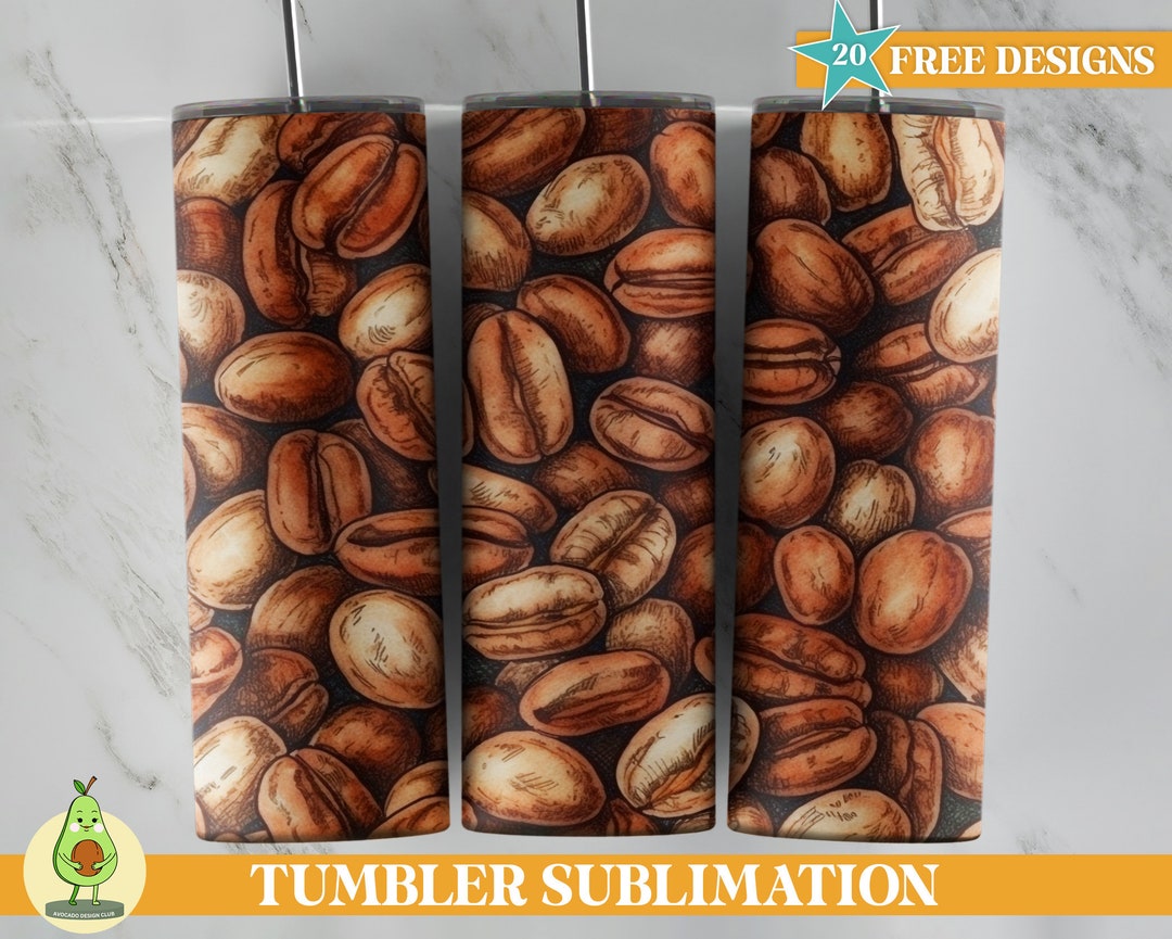 Coffee Lover Tumbler Wrap Design Coffee Bean Tumbler PNG Etsy