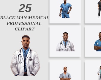 Paquete de imágenes prediseñadas profesionales médicos, imágenes prediseñadas de médicos, imágenes prediseñadas de enfermeras, imágenes prediseñadas de médicos afroamericanos, imágenes prediseñadas de trabajadores de la salud, enfermeros masculinos