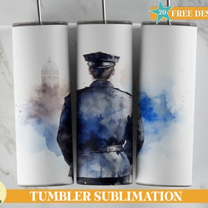 Police Officer Tumbler Design, Police Tumbler Wrap, 20 oz Skinny Tumbler Sublimation Design, Policeman Wife Tumbler, Back the Blue Tumbler