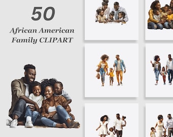 Family Clipart Bundle, Mothers Day Clipart, Fathers Day Clipart, African American Family Clipart Bundle, Digital Download, Instant Download