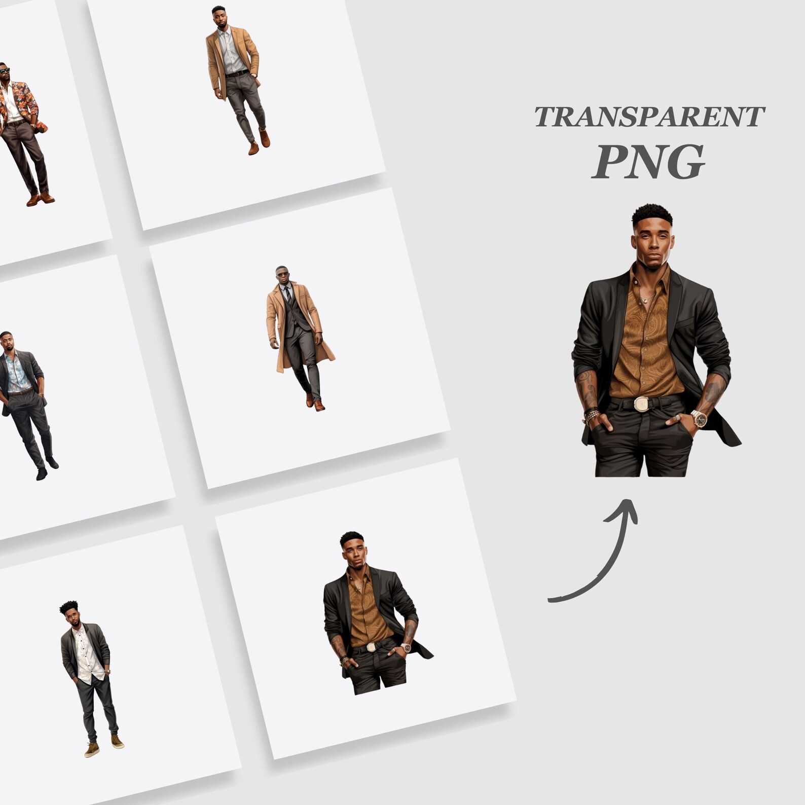 Black Fashion Clipart, Business Man Clipart, Black Man Clipart Bundle ...