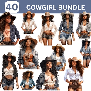 Afro Cowgirl, Black Cowgirl Clipart Bundle, Black woman clipart, African Woman clipart, Western Clipart, Women of color, Summer Cowgirl