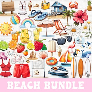 Summer Clipart, Sunny Beach Day, Cute Beach, Summer love, Tropical Beach Clipart, Pool Party, Vacation PNG, Seasonal Clipart