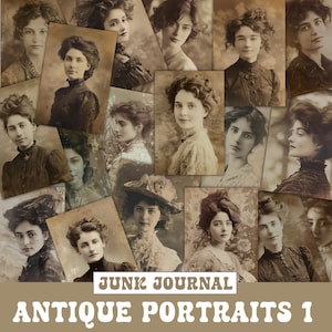 Antique Portraits Junk Journal, Ephemera Junk Journal, Digital Portraits Vintage Photographs Ephemera, Sepia Portraits, Old Photos Scrapbook