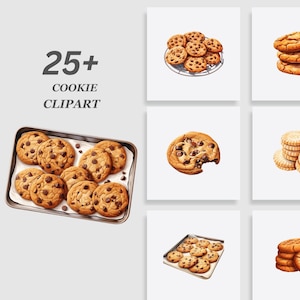 Paquet de clipart de biscuit, clipart de biscuit aux pépites de chocolat, paquet de clipart de biscuit, paquet de png d’aquarelle de biscuit, clipart de cuisson, téléchargement numérique