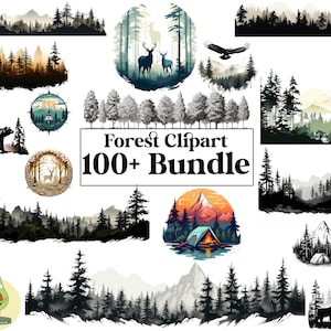Forest Clipart Bundle, Nature Clipart Bundle, Forest SVG Bundle, Hiking ...