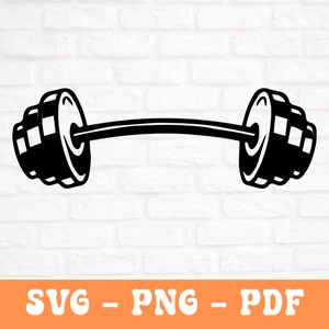Dumbell SVG, Barbell Svg, levantamiento de pesas SVG, equipo de gimnasio svg archivo de corte, pesas de campana de barra svg, pesas de gimnasio svg, ejercitándose silueta svg