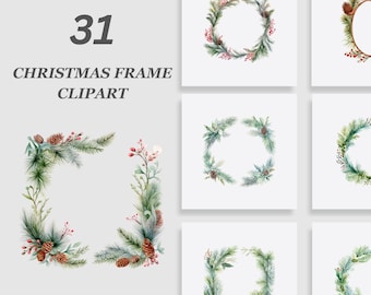 Christmas Frame Bundle, Christmas Watercolor Frame Clipart, Christmas Watercolor, Christmas Boarder, Winter clipart, Christmas Frame Clipart