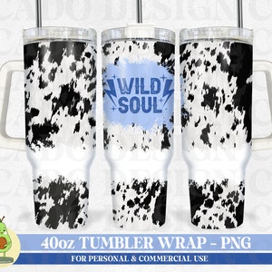 40oz Cow Print Tumbler Wrap, Western Tumbler PNG, 40oz Western Tumbler Sublimation Design, Country Girl Tumbler, 40oz Tumbler with Handles