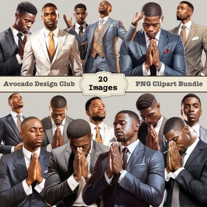 Praying Clipart Bundle, Prayer Black Man Clipart, Sunday Church Clipart, Religious man clipart, Church clipart bundle, Christian Clipart
