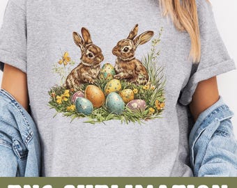 Vintage Easter Bunny PNG, Retro Easter Egg Illustrations Clip art, Easter Bunny Sublimation, Floral Spring Ephemera, Bunny Rabbit Png