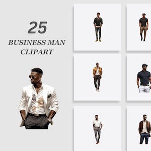 Black Man Clipart Bundle, Black Fashion Clipart, African American Men Clipart, Men of Color Clipart, Planner pngs, Digital Download