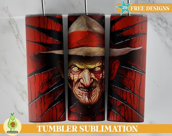 Horror Becher Design, Halloween Becher Wrap, Scary Becher Wrap, 20 oz Skinny Becher Sublimation Design, 3D Horror Sublimation Becher