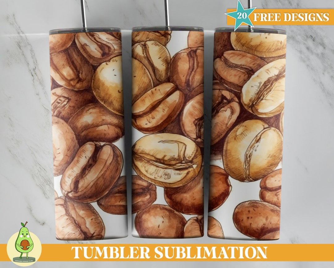 Coffee Tumbler Wrap Design Coffee Bean Tumbler PNG Coffee Etsy