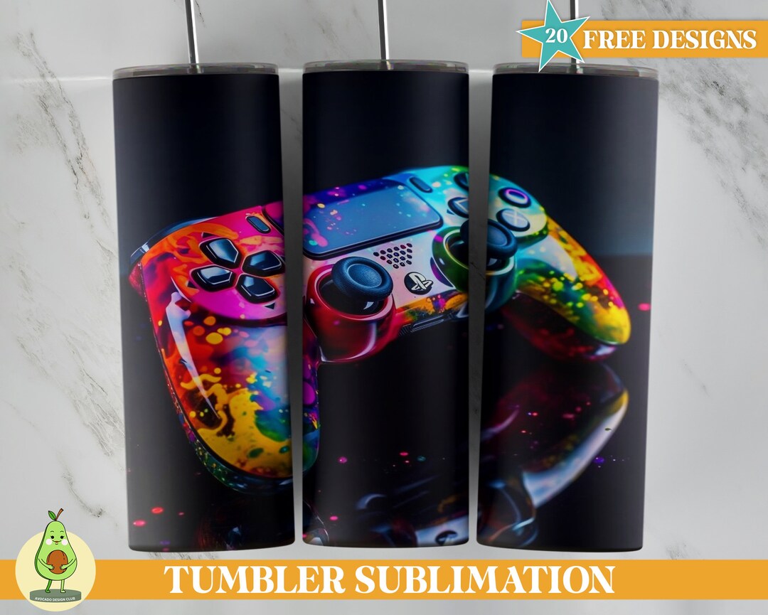 Gamer 20oz Tumbler Sublimation Wrap Playstation Tumbler Wrap Etsy