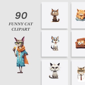 Funny Kitten clipart Bundle, Quirky Cat Clipart, Funny Cat png, Whimsical Cat Sublimation, Funny Kitten Illustration, Cat Lover Clipart