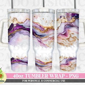 40oz Purple Tumbler Wrap Design, Purple and Gold Marble Tumbler Wrap, 40oz Skinny Tumbler Sublimation Design, Pink and Purple Tumbler Wrap