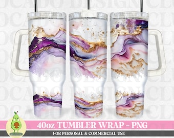 40oz Purple Tumbler Wrap Design, Purple and Gold Marble Tumbler Wrap, 40oz Skinny Tumbler Sublimation Design, Pink and Purple Tumbler Wrap