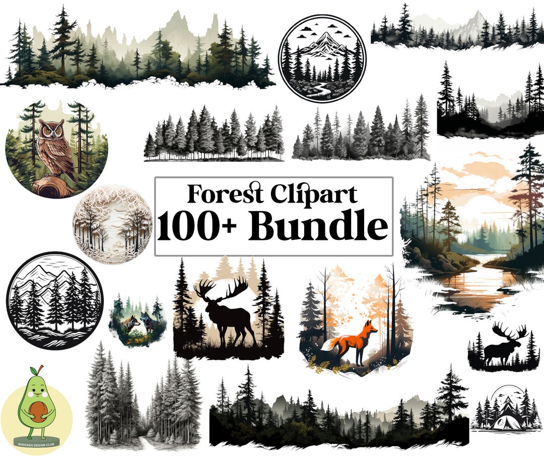 Forest Clipart Bundle, Nature Clipart Bundle, Forest SVG Bundle, Hiking ...